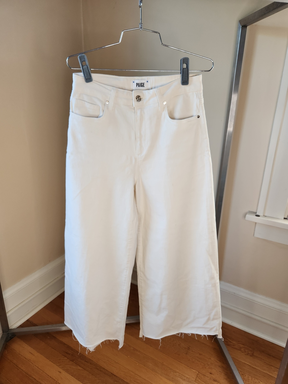 PAIGE White Wide-Leg Crop Jeans